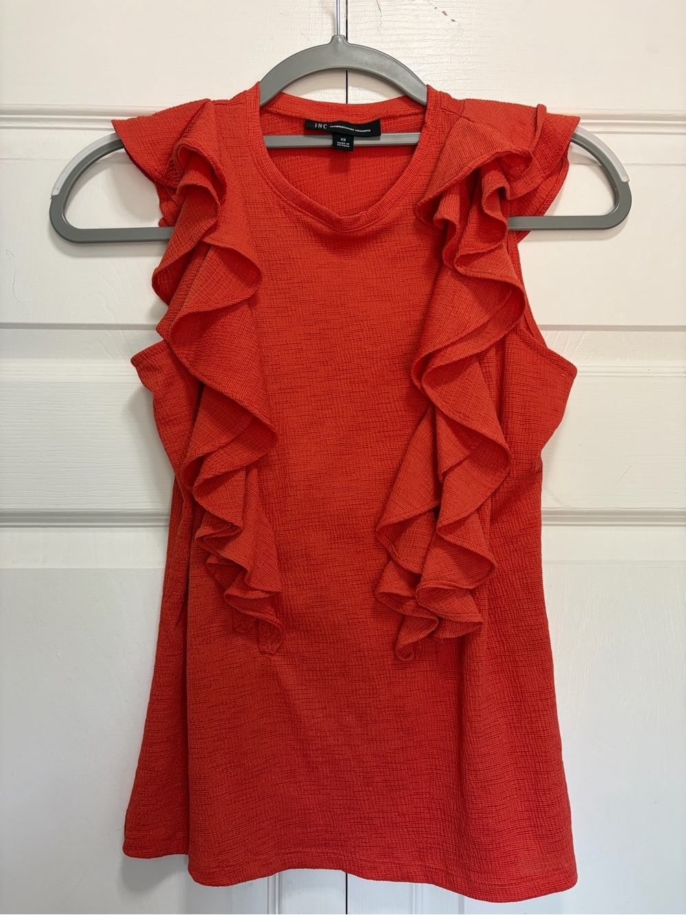 INC International Concepts Textured Sleeveless Top - Coral Red